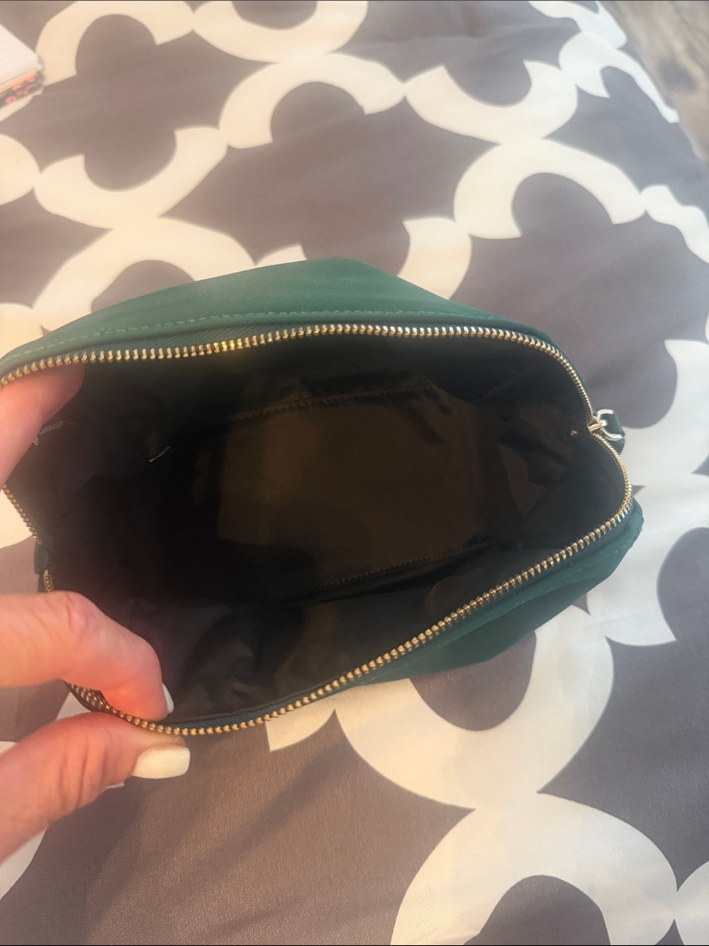 kate spade New York Emerald Green Cosmetic Pouch with Gold Hardware - Picture 2 of 4